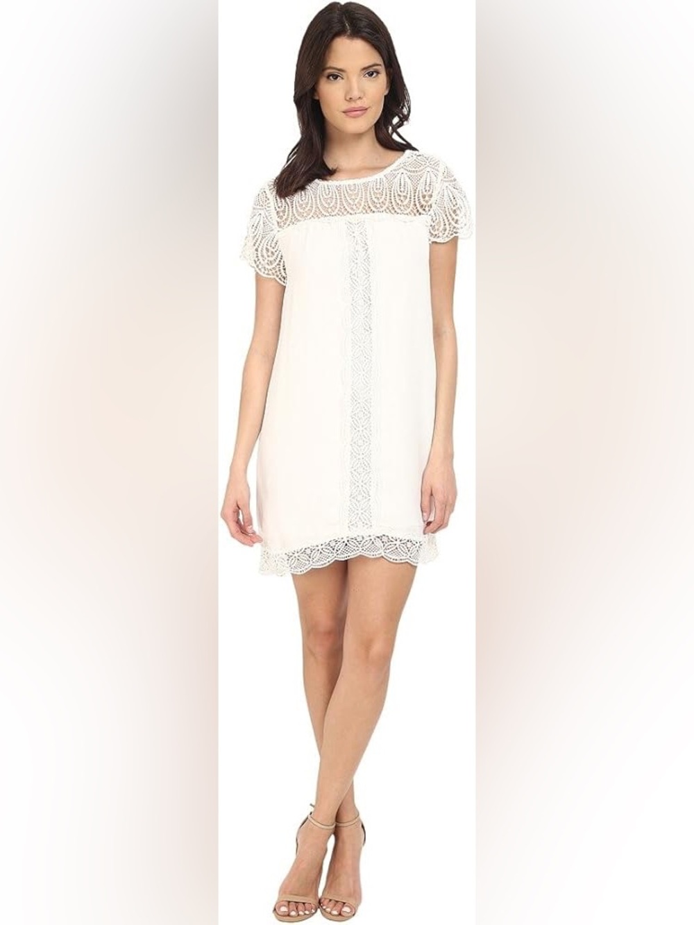 Joie Ivory Crochet Lace Shift Mini Dress Medium